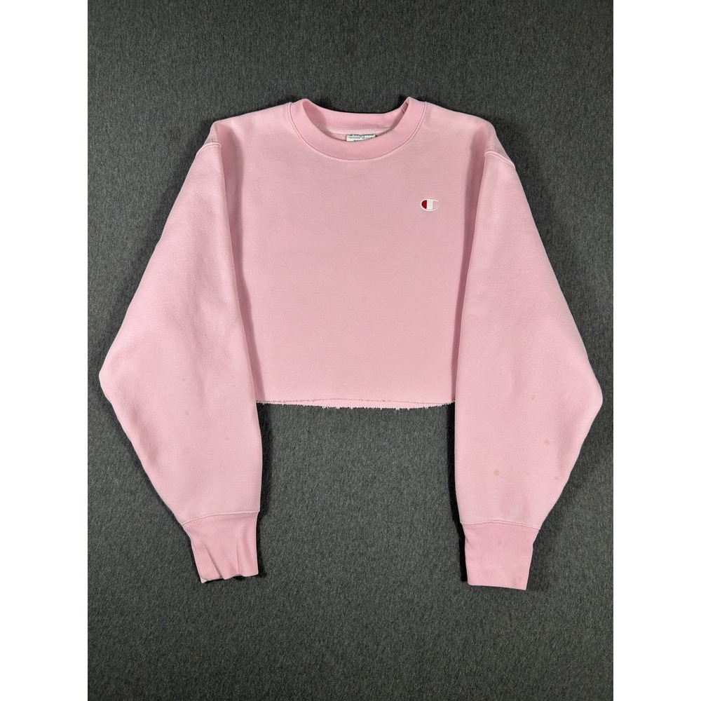 Champion Reverse Weave Cropped Sweatshirt Pink Size Medium